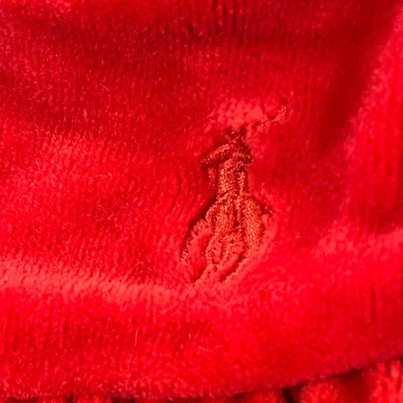 Vintage Ralph Lauren Footie Pajamas Red Velour Collar Size 9 months RL Christmas - Picture 15 of 16